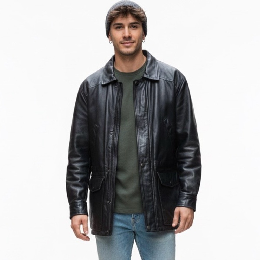 Vintage Y2K Retreat Genuine Leather Insulated Jacket Mens Size M